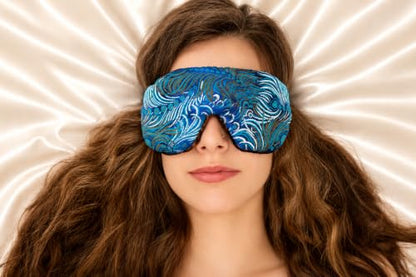 Handmade Opulence Yoga Eye Pillow - Weighted Flaxseed Fill, Lavender Aromatherapy, Satin & Velvet, Adjustable Strap - Ideal for Meditation & Restful Sleep - Dark Turquoise - TEMFL-DT - color: Dark Turquoise