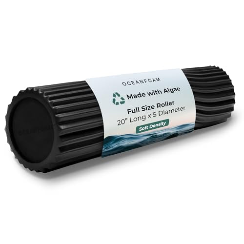 Oceanfoam Soft Tidal Roller (Black) - Low Density Foam Roller for Physical Therapy, Back Pain, Excercise & Stretching - Wave Textured - Yoga, Athletics, & Wellness - Full Size, 20" x 5" - color: Black