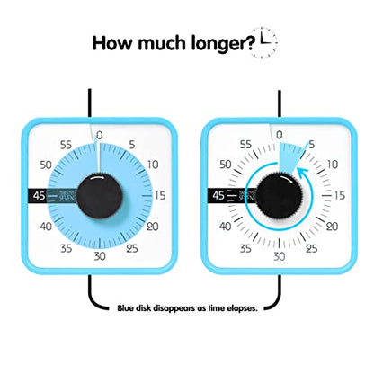 TWENTY5 SEVEN Countdown Timer 7.5 inch; 60 Minute 1 Hour Visual Timer – Classroom Teaching Tool Office Meeting, Mechanical Countdown Clock for Kids Exam Time Management Magnetic, Sky Blue - color: Sky Blue