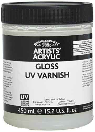 Winsor & Newton Professional Acrylic Medium, Gloss UV Varnish, 450ml | Applies a removable glossy protective coating that helps shield finished acrylic paintings from UV exposure and dirt. - color: Gloss Uv Varnish, style: 450ml (15.2-oz)