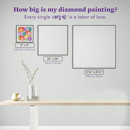 DIAMOND ART CLUB Bold Flowers Diamond Art Kits for Adults | Premium Diamond Painting Kit, Fun DIY Crafts for Adults, Round Diamond Art Canvas, 9" x 9" (22.7 x 22.7 cm) - color: Bold Flowers