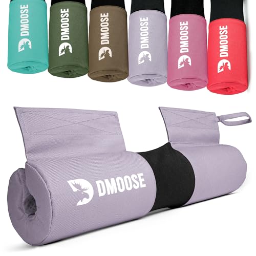 DMoose Fitness Barbell Pad for Hip Thrust, Squat & Lunges - Non-Slip Thick Foam Cushion for Neck and Back Support with Two Straps - Hip Thrust Pad for Leg Day - Fits All Olympic Bars and Smith Machine - color: Lilac Purple Covered