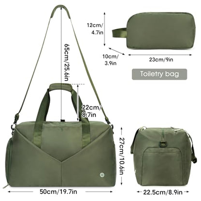 Ceneda 20" Gym Bag for Women with Wet Pocket & Shoe Compartment, Lightweight Duffel Waterproof Carry On Duffle for Travel, Yoga, Overnight (Green) - color: Green