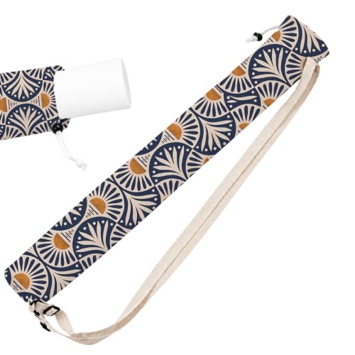 Art Deco Blue and Orange Sun Mahjong Mat Bag with Adjustable Straps - color: Blue and Orange Sun