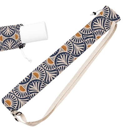 Art Deco Blue and Orange Sun Mahjong Mat Bag with Adjustable Straps - color: Blue and Orange Sun