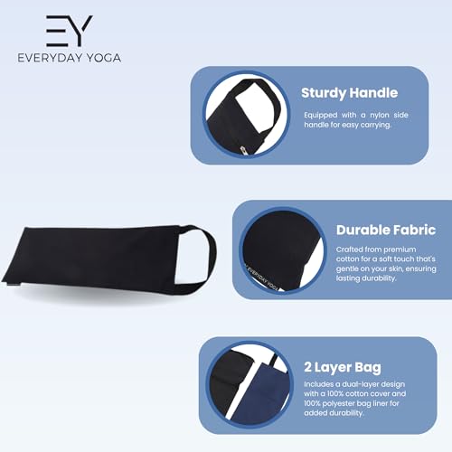 Everyday Yoga Sandbag Cotton Unfilled, Zipper Cover with Inner Bag - Black