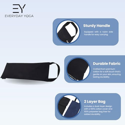 Everyday Yoga Sandbag Cotton Unfilled, Zipper Cover with Inner Bag - Black