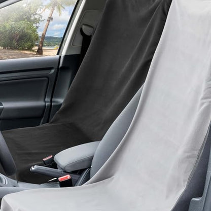 Hahafelt 2 Pack Car Seat Towel Cover with Storage Bag, Black,Gray | 63 x 32 in Car Towel Seat Cover Non Slip Waterproof, Gym Workout Swimming Running, Machine Washable Sweat Absorbent Protector - style: Black,Gray