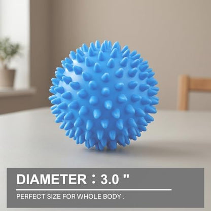 LEZER Spiky Massage Ball, Trigger Massage Point, Plantar Fasciitis, Deep Tissue Myofascial Release Tool, Foot Massager, Muscle Knot Relief, Physical Therapy, 3 in（Blue） - style: 01－3.0 in