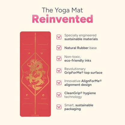 Liforme Zodiac Yoga Mat - Patented Alignment Design, Advanced Non-Slip Grip - color: Dragon Red