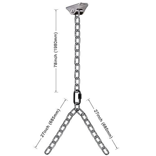 BeneLabel 2Pcs 105" (8.75 ft) Porch Swing Chain Kit 1000 LB Capacity Porch Swing Hanger with Silver Chains for Indoor Outdoor Bench Chair, Hanging Chairs - color: Silent Swing Hanger With 105" Chain