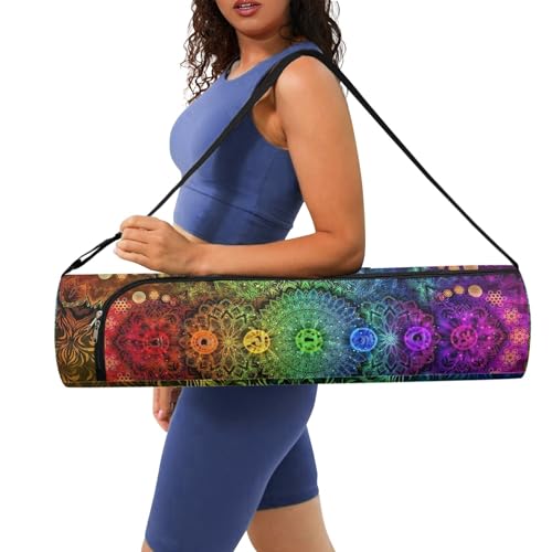Spacious Extra Large Storage Yoga Mat Bag | Huge Capacity Mandala Gym Tote - Waterproof Wear-Resistant Carrier Strap Pilates - color: Splendid celestial river