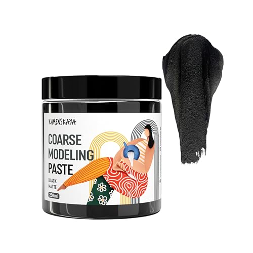 KAMENSKAYA Coarse Modeling Paste for Textured Art and Acrylic Painting (Texture Paste for Canvas) - Black Matte, 8.45 fl oz (250 ml) - color: Coarse – Black Matte, size: 8.45 Fl Oz (Pack of 1)