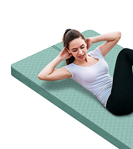nuveti Large Exercise Mat - 15mm/20mm/30mm Thick Yoga Mat | Workout Mat for Fitness, Yoga, Pilates, Stretching & Floor Exercises for Women & Men with Free Carrying Bag - color: MatchaGreen, size: 183X80X15MM