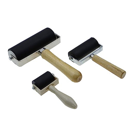 3 Pack Rubber Roller - Brayer Rollers with 3 Size for Crafting Brayer Rollers for Printmaking Brayer Tool Paint Brush Ink Applicator Art Craft Oil Painting Tool (2.4 inch,4 inch,5.9 inch)