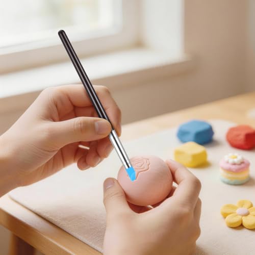 BESTonZON 5pcs Artist Paint Brush Set Silicon Brushes for Painting Masking Fluid Clay Molding, Silicone Sculpting Tools Clay Carving Tools Paint Color Silicone Brush Matching Tool for DIY Handicraft