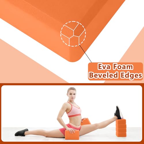 Honoson 20 Pcs Yoga Blocks Bulk 9''x6''x3'' High Density EVA Foam Blocks for Exercise Pilates Meditation, Lightweight Non-slip Surface, Improve Strength Balance Flexibility - color: Orange