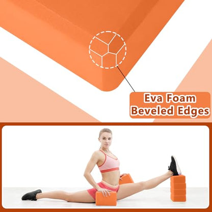 Honoson 20 Pcs Yoga Blocks Bulk 9''x6''x3'' High Density EVA Foam Blocks for Exercise Pilates Meditation, Lightweight Non-slip Surface, Improve Strength Balance Flexibility - color: Orange