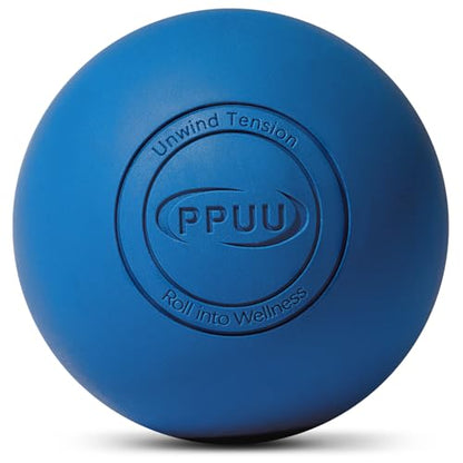 Massage Lacrosse Ball, 2.5 Inch Firm Solid Rubber Deep Tissue Ball for Myofascial Release, Plantar Fasciitis & Muscle Knot Relief, for Foot, Glutes, Shoulder Blades, Calves, 1 Count Blue - color: Solid Blue