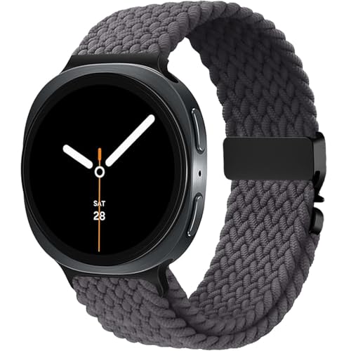 Nylon Braided band Compatible with Samsung Galaxy Watch 8 40mm 44mm, Elastic Band for Galaxy Watch 8 Classic 46mm - color: Space Gray