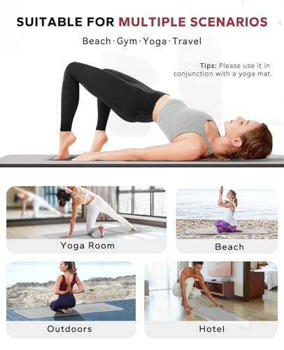 HAPBEAR Non Slip Yoga Mat Towel with Grip Dots, 72" x 24" Hot Yoga Towel - Super Absorbent Microfiber Yoga Towel for Hot Yoga, Bikram, Pilates and Gym Workout - Grey - color: Grey