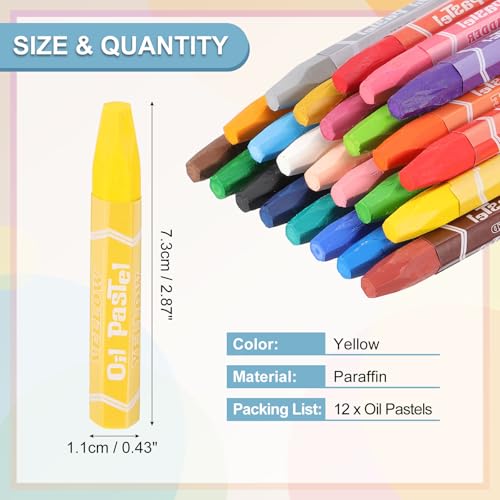 PATIKIL Yellow Oil Pastels, 12Pcs Soft Oil Crayons Vibrant and Creamy Pastels Stick Art Supplies for Art Painting Drawing Blending Graffiti for Artists Beginners - color: Yellow