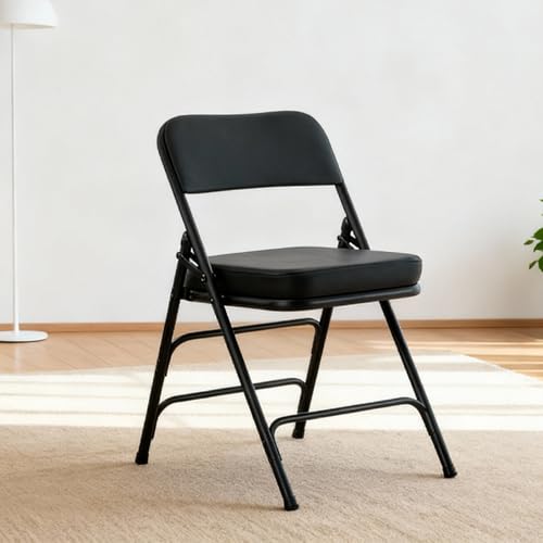 Padded Folding Chair with Thick Cushion, 1 Pack Black - color: Black 1 Pack