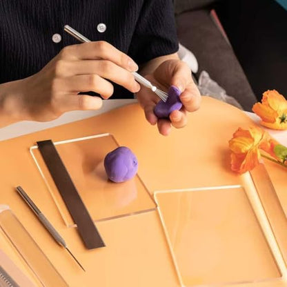 13PCS Polymer Clay Tools Kit, Acrylic Roller & Clay Sculpting Set | Stainless Steel Clay Cutters, Ball Stylus Tools and Texture Needles for Clay Modeling, Pottery and DIY Crafts - color: 13Pcs
