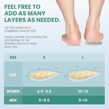Heel Lift Inserts for Women Shoes - Welnove Adjustable Orthopedic Shoe Lifts for Uneven Legs - Gel Heel Inserts for Leg Length Discrepancy Heel Pain Heel Spur - Heel Wedge Pads (Size S, 3 Layers) - size: 3 Layers: S - Women's 4.5-9.5丨Men's 6-8.5
