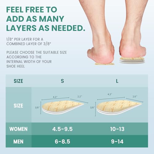Heel Lift Inserts for Women Shoes - Welnove Adjustable Orthopedic Shoe Lifts for Uneven Legs - Gel Heel Inserts for Leg Length Discrepancy Heel Pain Heel Spur - Heel Wedge Pads (Size L, 3 Layers) - size: 3 Layers: L - Women's 10-13丨Men's 9-14