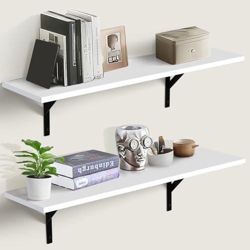 Tectocker-DOU 31.5" Long Floating Book Shelves for Wall, Heavy Duty, White - color: White, size: 31.5W×8D