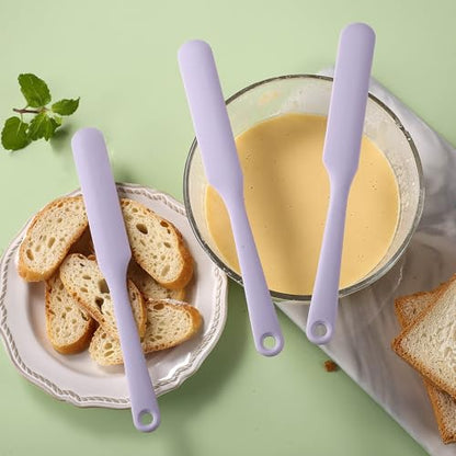 4 Pcs Silicone Jar Spatula Long Handle Kitchen Spatulas for Mixing, Scraping, and Spreading,Ideal for Jars, Baking, Cake Icing, Cream, Butter, and Batter Kitchen Tool (Purple, Pink, Green, Yellow) - color: Purple, Pink, Green, Yellow