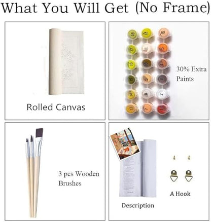 ZRIZQ Paint by Numbers Kit for Adults Beginner,Flowers Landscape,16x20 | Full set with wooden brushes,rolled canvas,rich paints.Calming activity.Beginner friendly.Just open and paint. - color: 16"X20"Rolled Canvas-Flowers 6
