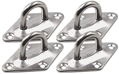 Heavy Duty Hammock Kits & Ceiling Hook Diamond Pad Eye Plates, 304 Stainless Steel & Black Zinc Galvanized Steel Corrosion Resistant, 2, 4 & 8 Packs - color: 4-Pack-Zinc-M6