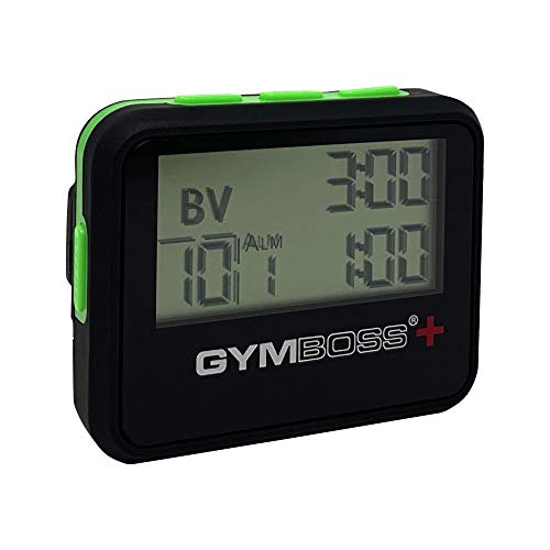 Gymboss Plus Interval Timer and Stopwatch and Gymboss Strap - Bundle (Black with Green Buttons) - color: Black / Green