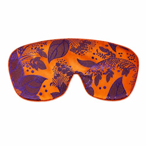 Opulence Handmade Weighted Sleep Eye Mask with Flaxseed Filling, Satin & Velvet, Adjustable Strap, Light Blocking for Meditation, Hot & Cold Therapy, Travel - Burnished Amber - color: Burnished Amber