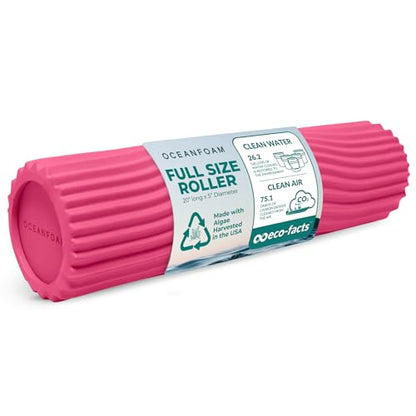 Oceanfoam Tidal Roller - Hot Pink - Muscle Massage Foam Roller for Back Pain & Stretching - Firm and Ergonomic Wide Wave Textured - Yoga, Athletics, & Wellness - Full Size, 20" x 5" - color: Hot Pink