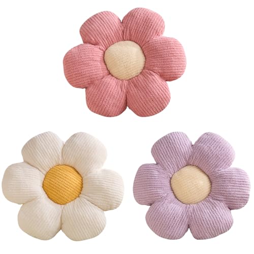 XIAIJIA 3PCS Flower Pillow, Daisy Throw Pillows, Flower Cushion 15.7 Inch | Decorative pillows, cute flower shaped pillow, flower pillows for bed, floral cushions, decor for bedroom, couch, sofa - color: 3 Pcs-3, size: 15.7 Inch