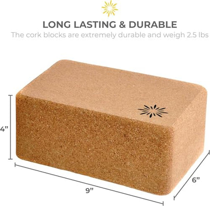 Cork Yoga Blocks, 6 Pack, 4x6x9in, High Density, Bulk