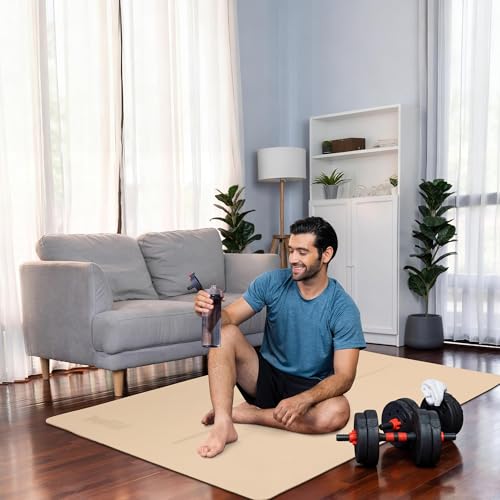 Gogokiwi Large Yoga Mat (6'x4') – 1/4" & 1/2" Thick Exercise Mats for Home Workout, Extra Wide Workout Mats for Home Gym, Yoga, Pilates, Stretching, Floor & More - color: Sand Beige, size: Extra Cushion (1/2 Inch Thick)