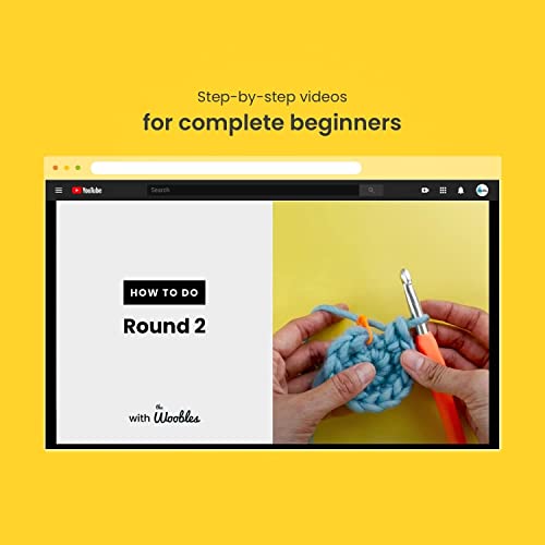 The Woobles Crochet Kit for Beginners (Bjørn the Narwhal) | As seen on Shark Tank, Kit includes: Easy Peasy Yarn, pre-started piece, hook, safety eyes, stuffing, video tutorials - color: Blue