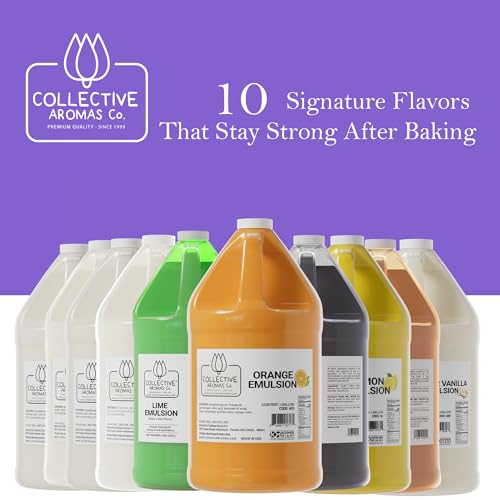 Collective Aromas Co. Orange Emulsion for Baking, Concentrated Orange Flavoring for Cakes, Cookies, Frosting & Desserts, Alcohol Free, Kosher, 1 Gallon (128 fl oz), Made in USA - size: Orange - 1 Gallon (128 fl oz)