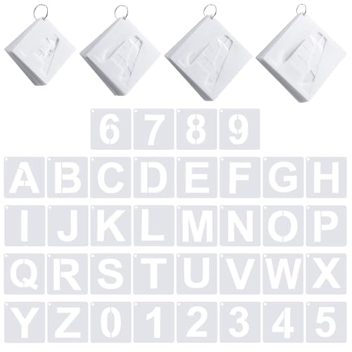 Affrolling 144 Pcs Letter Number Stencils Reusable,3,4,5,6 Inch,Regular | Alphabet Number Templates for Painting Wood Walls Signs, Great in DIY Crafts Teaching, Durable Plastic with Repeated Use - size: 3,4,5,6 Inch, style: Regular