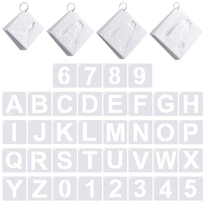 Affrolling 144 Pcs Letter Number Stencils Reusable,3,4,5,6 Inch,Regular | Alphabet Number Templates for Painting Wood Walls Signs, Great in DIY Crafts Teaching, Durable Plastic with Repeated Use - size: 3,4,5,6 Inch, style: Regular