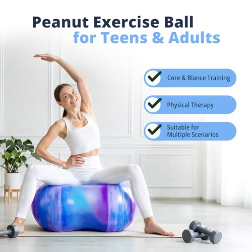 18''/20'' Peanut Ball for Kids & Adults, Anti-Burst Exercise Ball - color: Blue-purple, size: 20''(50cm*100cm)