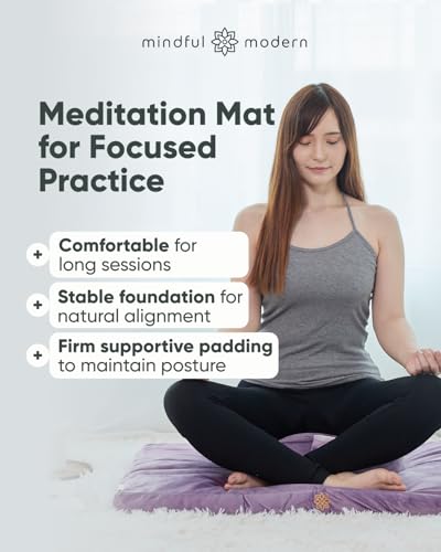 Mindful & Modern Zabuton Meditation Mat - Cotton Filled Yoga and Meditation Pad - Zabuton Meditation Cushion for Kneeling and Sitting Support - Large Rectangular Sitting Floor Pillow for Bench or Zafu - color: Velvet - Violet