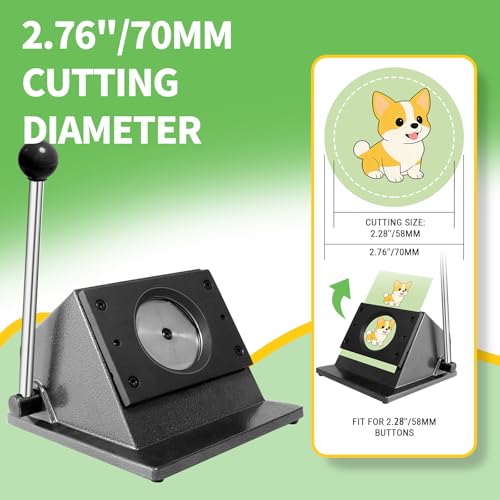2.28" 58mm Button Paper Cutter, 2.75”/70mm Diameter Circle Cutter Circle Punch, Graphics Punch Cutter, 70mmDie Cut Machine for Making 2.28" 58mm Mode Buttons Machine (2.75”/70mm Cutting Diameter)