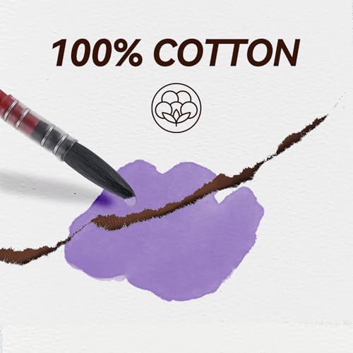 LIGHTWISH Watercolor Pad - A5 20 Sheets 100% Cotton 300GSM Cold Press Paper | Detachable with Backing Board | All-in-One Travel Watercolor Journal with Brush Holders & Storage Pockets - color: Ochre
