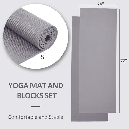 Fitvids All Purpose Thick High Density No Tear Exercise Yoga Mat with Strap & Lightweight Features for Indoor & Outdoor Use - color: Gray