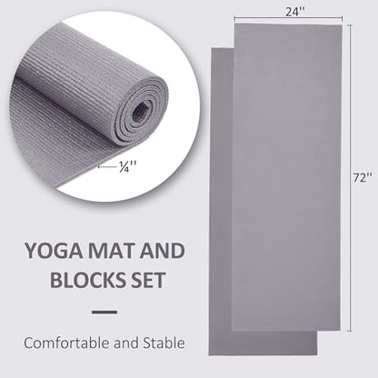Fitvids All Purpose Thick High Density No Tear Exercise Yoga Mat with Strap & Lightweight Features for Indoor & Outdoor Use - color: Gray